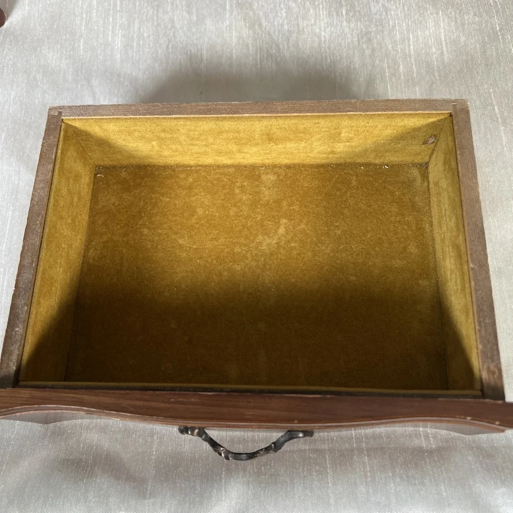 Large Vintage French Provincial  Musical Jewelry‎ Box 1970s 9 Drawers